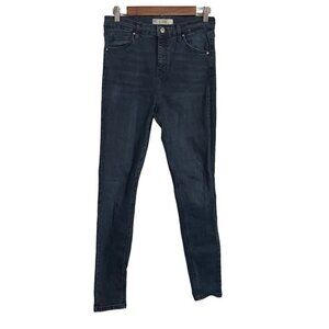 Topshop Moto Womens Blue Dark Wash Jamie High Rise Skinny Jeans Size 30